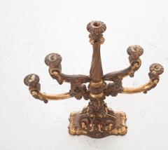 Italian 19th Century Carved Gold Gilt 5 Light Candelabra - 1878442