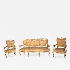 Italian 19th Century Gilt Living Room Suite with a Sof and Pair of Armchairs - 634602