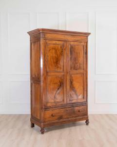 Italian 19th Century Louis Philippe Walnut Wardrobe Cabinet - 4599680