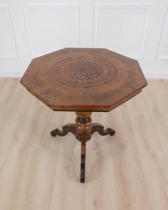 Italian 19th Century Marquetry Octagonal Pedestal Table - 4737244