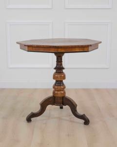 Italian 19th Century Marquetry Octagonal Pedestal Table - 4737252