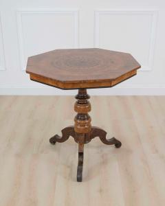 Italian 19th Century Marquetry Octagonal Pedestal Table - 4737258