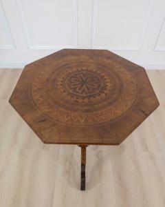 Italian 19th Century Marquetry Octagonal Pedestal Table - 4737271