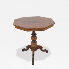 Italian 19th Century Marquetry Octagonal Pedestal Table - 4738856