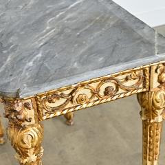 Italian 19th Century Painted and Parcel Gilt Marble Top Console Table - 4578149