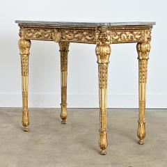 Italian 19th Century Painted and Parcel Gilt Marble Top Console Table - 4578151