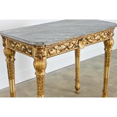 Italian 19th Century Painted and Parcel Gilt Marble Top Console Table - 4578153