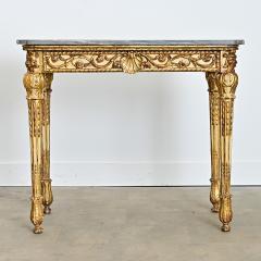 Italian 19th Century Painted and Parcel Gilt Marble Top Console Table - 4578161