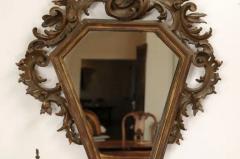 Italian 19th Century Rococo Style Carved Mirror with Traces of Gilt and Scrolls - 3441747