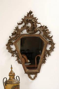 Italian 19th Century Rococo Style Carved Mirror with Traces of Gilt and Scrolls - 3441760