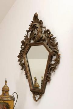 Italian 19th Century Rococo Style Carved Mirror with Traces of Gilt and Scrolls - 3441969