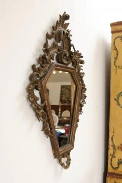 Italian 19th Century Rococo Style Carved Mirror with Traces of Gilt and Scrolls - 3441974
