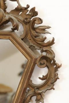 Italian 19th Century Rococo Style Carved Mirror with Traces of Gilt and Scrolls - 3442071