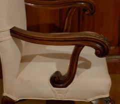 Italian 19th Century Rococo Style Walnut Upholstered Armchair with Fine Carving - 3414992