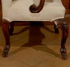 Italian 19th Century Rococo Style Walnut Upholstered Armchair with Fine Carving - 3414997