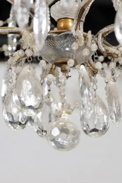 Italian 19th Century Six Light Chandelier with Beaded Arms and Spear Crystals - 3432864