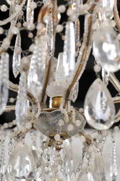 Italian 19th Century Six Light Chandelier with Beaded Arms and Spear Crystals - 3432871