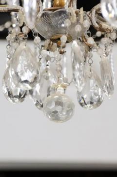 Italian 19th Century Six Light Chandelier with Beaded Arms and Spear Crystals - 3432872
