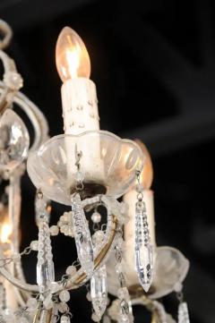 Italian 19th Century Six Light Chandelier with Beaded Arms and Spear Crystals - 3432890