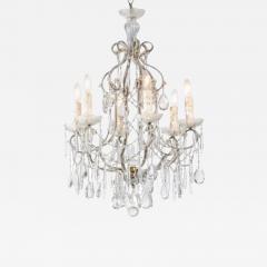 Italian 19th Century Six Light Chandelier with Beaded Arms and Spear Crystals - 3435446