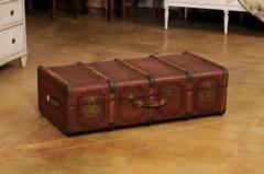 Italian 20th Century Leather Wood and Brass Travel Trunk with Rustic Character - 3544844
