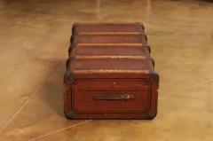 Italian 20th Century Leather Wood and Brass Travel Trunk with Rustic Character - 3544853