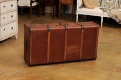 Italian 20th Century Leather Wood and Brass Travel Trunk with Rustic Character - 3544854