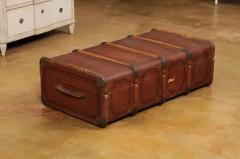 Italian 20th Century Leather Wood and Brass Travel Trunk with Rustic Character - 3544857