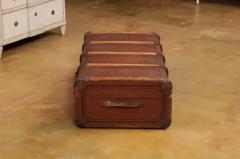Italian 20th Century Leather Wood and Brass Travel Trunk with Rustic Character - 3544870