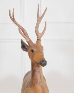 Italian 20th Century Life Size Walnut Deer Sculpture - 4593548