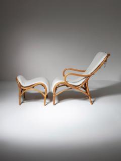 Italian 60s Wicker Lounge Chair with Footrest - 4728333
