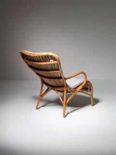 Italian 60s Wicker Lounge Chair with Footrest - 4728335