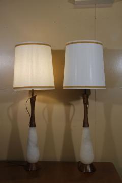 Italian Alabaster Lamps With Original Shades and Finials - 3318417