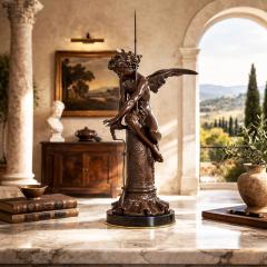 Italian Antique Bronze Sculpture Genius of Franklin by Giulio Monteverde - 4517866