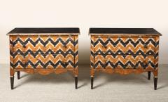 Italian Antique Painted Chevron Two Drawer Commode circa 1800 - 4783897