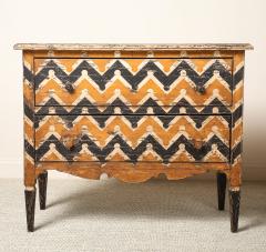 Italian Antique Painted Chevron Two Drawer Commode circa 1800 - 4783948