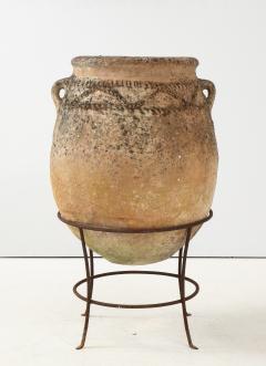 Italian Antique Terracotta Olive Oil Jar on Iron Stand - 2296250