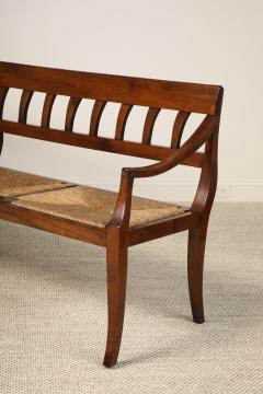 Italian Antique Walnut Bench with Rush Seats circa 1800 - 4783220