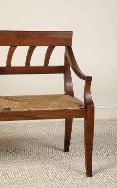 Italian Antique Walnut Bench with Rush Seats circa 1800 - 4783304