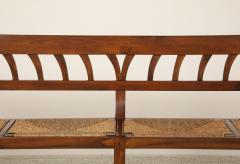 Italian Antique Walnut Bench with Rush Seats circa 1800 - 4783311