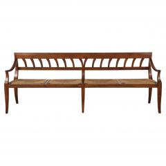 Italian Antique Walnut Bench with Rush Seats circa 1800 - 4783327