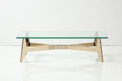 Italian Architectural Base Modernist Coffee Table With Glass Top - 3083780