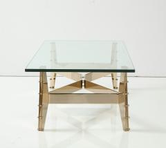Italian Architectural Base Modernist Coffee Table With Glass Top - 3083782
