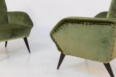 Italian Armchairs in Green Velvet and Wood - 3628943