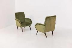 Italian Armchairs in Green Velvet and Wood - 3628970