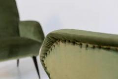 Italian Armchairs in Green Velvet and Wood - 3628973