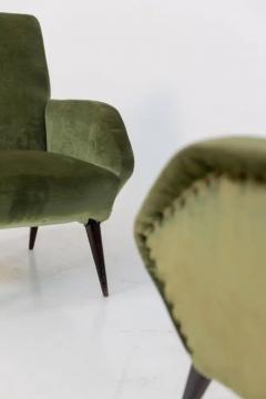Italian Armchairs in Green Velvet and Wood - 3629018