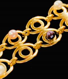 Italian Art Deco 18 Karat Yellow Gold and Pearls Bracelet - 2971331