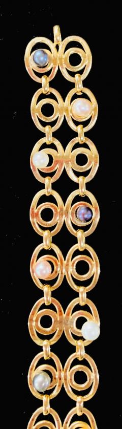 Italian Art Deco 18 Karat Yellow Gold and Pearls Bracelet - 2971339