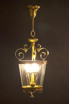Italian Art Deco Brass Lantern or Pendant 1940s - 3063286